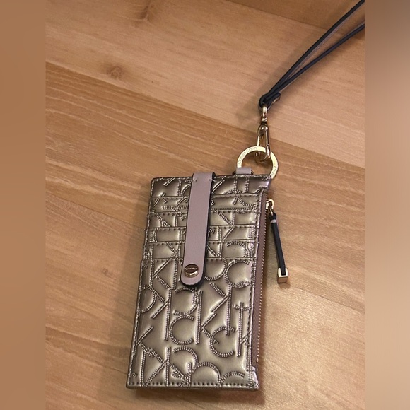 Calvin Klein Monogram Gold Card Holder Wristlet - Picture 5 of 7